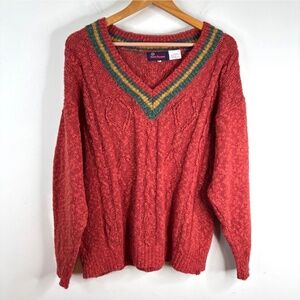 VTG 90s Smith-Forester Cricket Sweater L Cable Academia Tennis Old Money Linen